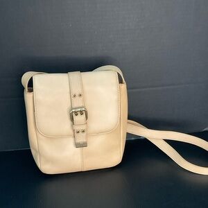 Vintage Etienne Aigner cream leather crossbody buckle bag